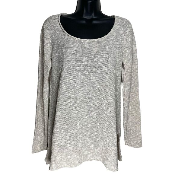 Eileen Fisher Sweater Top Womens S Long Sleeve Linen Cotton Natural Slub Knit - Picture 1 of 12